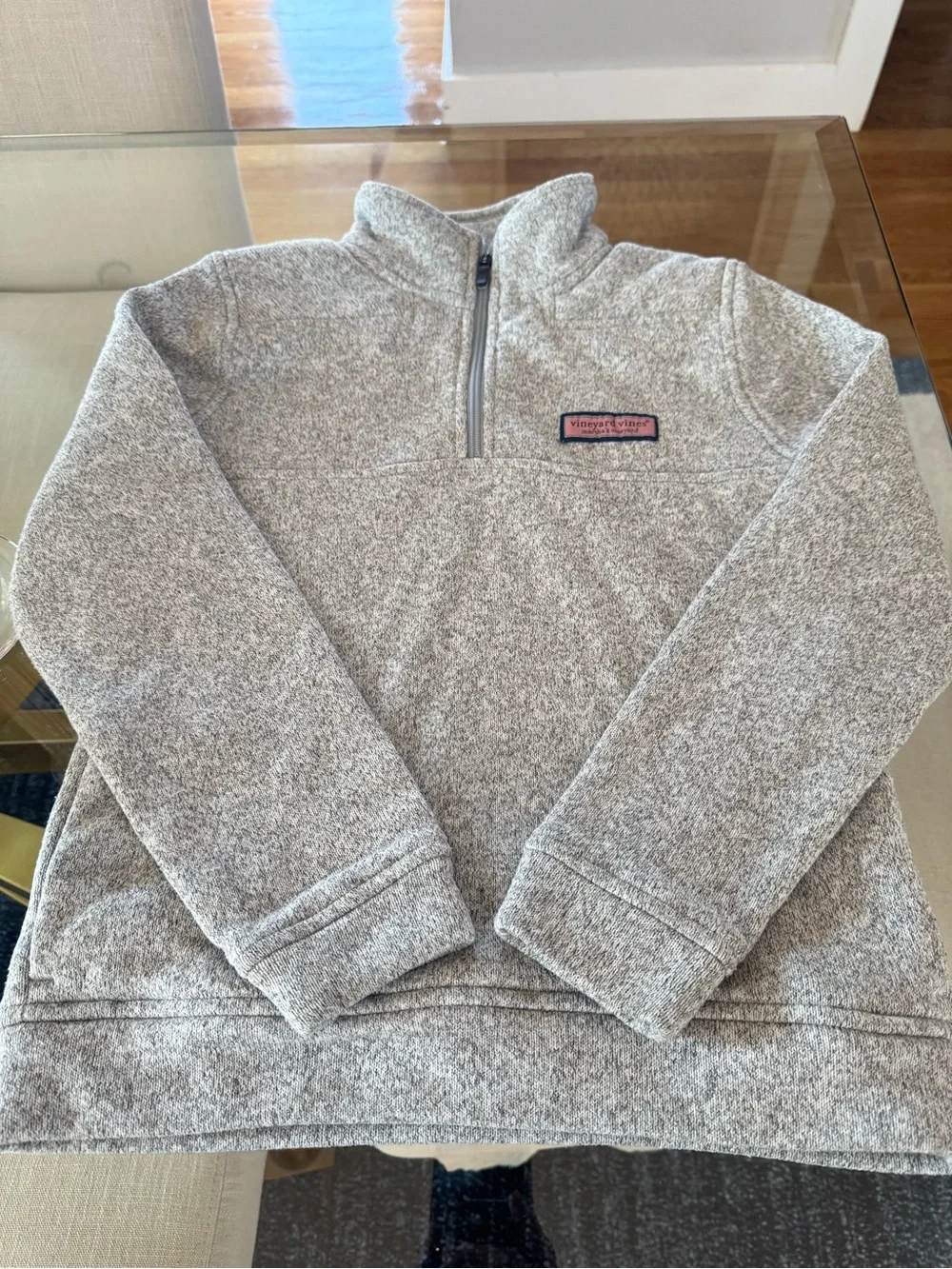 Vineyard Vines Boy's Medium Light Gray Heather Quarter-Zip Pullover